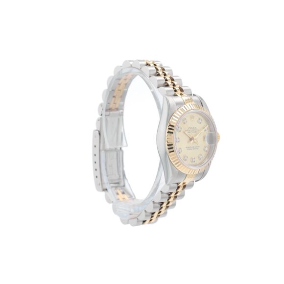 Rolex Ladies Datejust 26mm Champagne Diamond NS Dial Fluted Jubilee Band 69173 main image 10